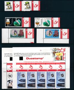 Samenstelling Duostamps in 2 presentatieboxen, cijfer 1 (105x), zonder waardecijfer (291x), zm (Frankeerwaarde: €645)