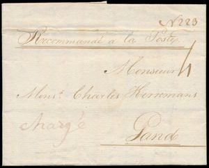 1794, voorloper met inhoud, vanuit Oostende, dd. 11 mei 1794, naar Gand, manuscript 