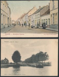 Diverse plaatsen en zichten met veel Antwerpen, Brugge, kust, etc., in schoendoos en 2 mapjes/albumpjes, ook wat losse (Totaal: +/-1000 stuks)