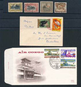 A collection in one large album covering the Belgian Congo, Ruanda-Urundi, the Republic of the Congo and Katanga; numerous documents and first-day covers, including those from Katanga; a few interesting postmarks, including Lado, La Rochelle Pallice, Bonsa-Chela, etc.; very fine/fine/to be checked