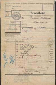 1915 Vrachtbrief van München naar Verviers via N 13 Liège - Longdoz en Duitse spoorwegstempel 
