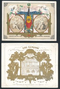 Brussel Café les Garçons (16,5c x 13 cm), Nieuwjaarskaart (11,5 x 15,5 cm) en Restaurant (20,5 x 17,5 cm) met kalender