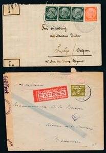 W.O. II, samenstelling 96 censuurbrieven, w.o. Reich, Nederland, Frankrijk en vooral België, zm/m