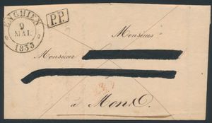 1833 Voorloper zonder inhoud, vanuit Enghien, dd. 9 mei 1833, type 13, Herlant 25, naar Mons, aankomststempel type 13, dd. 10 mei 1833, 