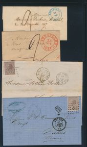 Kleine Zusammenstellung, darunter 3 Vorläufer, Nr. 19 auf Brief nach Frankreich, Nr. 7 ( 2 Ex.) und einige Marken der Ausgabe 1869, einwandfrei/schön/zu kontrollieren