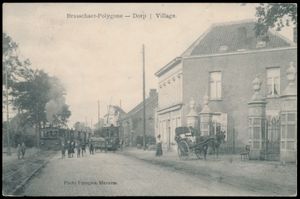 Brasschaat, vue du village avec 2 tramways à vapeur (uitg. François) très belle qualité (1 pièce)