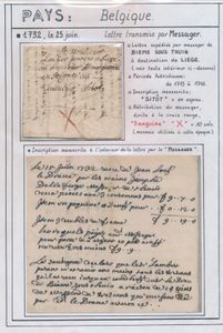 1732 Voorloper met inhoud, vanuit Thuin naar Liège, manuscript 