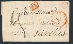1842 Voorloper met inhoud, vanuit Soignies, type 17, Herlant 24, met postbus 