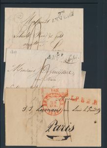 6 Vorläufer aus Thuin, Brügge, Anvers, Brüssel, einer nach Frankreich und Niederländisch, einige schöne Nebenstempel wie 