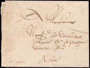 1589 Voorloper met inhoud Gand 9 febr. 1589 naar Lille met handgeschreven 