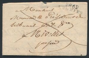 1817 Voorloper met inhoud, vanuit Enghien, dd. 3 juli 1817, Herlant 22, naar Nivelles, op de keerzijde is portaanduiding 