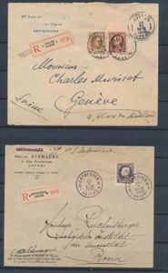 1928/1930, twee aangetekende brieven, met n° 218 + 203 