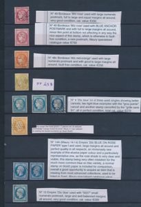 1849/1871 Interesting accumulation classic including good cancellations, some stamps with cancellations, including n° 6, 33, 49 (2x), precise viewing!, vf/f/to be checked