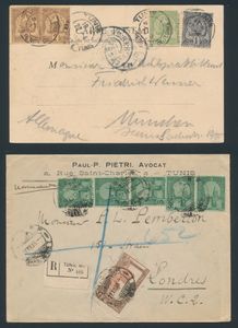 1880/1969, accumulation of 16 letters, picture postcards and picture postcards including beautiful frankings of Laboureures type, vf/f/to be checked