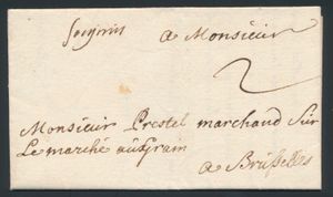 1737 Voorloper met inhoud, vanuit Soignies, dd. 14 oktober 1737, Herlant 1, manuscript 