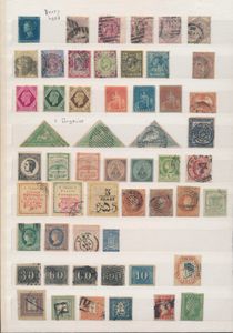 Interesting accumulation classic from various countries including England, India (incl. 1854 - 4 annas), Japan dragons (pelure paper), South America, Canada, vf/f/to be checked
