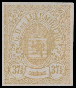 N° 39 '1875 Wapenschild 37 1/2c grijsbruin ongetand' zonder gom, met fotocertificaat, zm (Pri € 800)