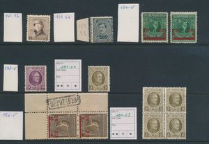 Tussen N°165 en N°198, Lotje van 7 variëteiten, w.o. N° 186 in hoekstuk met 