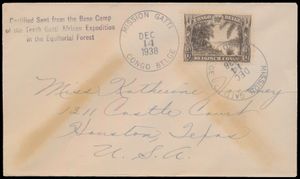 1938, Mission Gatti in Belgian Congo, cover franked with COB n°168 