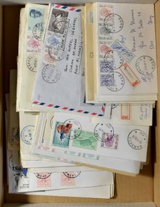 Sterstempels op poststuken, w.o. aangetekende, m/ntz (104 stuks)