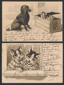 Accumulation thematic material with superb folder space, postal items cats, circus, souvenir sheets Philatex France '99 (2x), Red Cross Belgium 2009, China superb book festivals, vf
