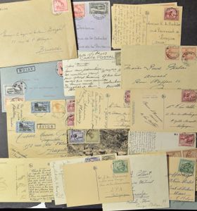 1923/1932, accumulation of 25 covers and picture postcard all franked with Vloors and Leys issue, some good cancellation also covers by airmail, mainly to Belgium, vf/f/to be checked