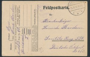 1917 Feldpostkaart met stempel DC 