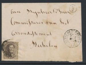 N° 10/10A/11A, op brief of fragment, vanuit Heyst-op-den-berg (D.25), Santhoven (D.49) en Bree (D.9). Leuke samenstelling