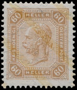 N° 81/94 '1904, Franz Joseph met lakstrepen' (6 H klein vlekje), mooi gecentreerd, zm (Yv € 1.100)
