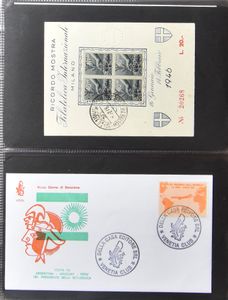 Verzameling FDC's en brieven in 7 albums w.o. veel Zwitserland, tevens insteekboek met diverse items, zm