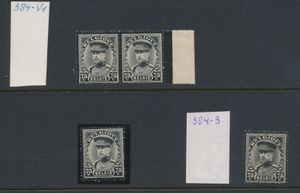N° 384-V1 (2x) en N° 384-3, zm  (OBP  €77)