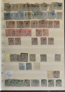 1865/1940, samenstelling 1.000den zegels in insteekboek, voor de stempelzoeker, w.o. ook betere waarden o.a. 5 Franken (8x), zm/m/ntz.