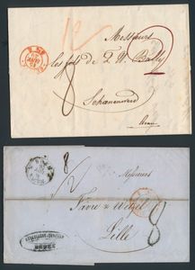 Vorläufer Schweiz, 8 Stück, mehrere Stempel (Lausanne, Genf, Basel, etc.) und Tarif, siehe Scans, einwandfrei/schön