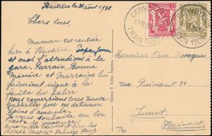 1938 N° 420 en 423, zichtkaart van Hastière-Lavaux, afgestempeld met 
