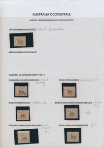 Western Australia, n° 91/92 '1885 - 1d. on 3d. pale brown', 10 stamps with imprint varieties, S.G. catalogue value for the normal stamps = £1,200, for specialist, rarely offered, vf/f/to be checked