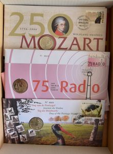 Muntbrieven, 16 exemplaren, o.a. Buzin en Mozart, zm
