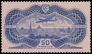 PA 15 '1936, 50 F burelage rose' vf (Yv €1,500)