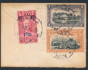 1931 Small business card cover franked with N° 163, PA 1 and 2 sent from Lisala on 7 December 1931 to Antwerp, unusual size and franking, vf.
