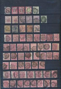 1855/1892, verzameling met veel dubbels, w.o. 1857 4d roze (30x), 1867/73 3d roze (73x), 1862 9d, 1883 6d on 6d (2x), zeer hoge cote, zm/m/ntz.