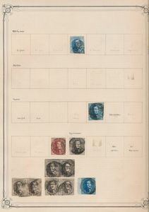 Tussen n° 6 en 16, verzameling (120 zegels) op oude albumbladen, verzameld op kleuren, tandingen en  stempel, mooi studielot, zm/m/ntz