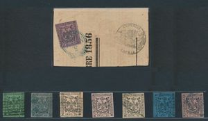 8 Werte zwischen Nr. 1 und 11 + Zeitung Nr. 2 auf Fragment, einwandfrei/schön/zu kontrollieren (Sass. €1.370)