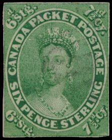 No 12 '1857, 7 1/2d vert' marges de toutes côtés timbre, tb (SG £2,500).