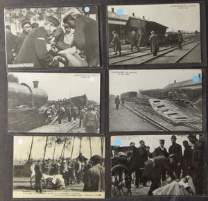 Kontich, diverses vues de la catastrophe ferroviaire du 21 mai 1908 (21 pièces)