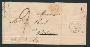1832 Voorloper met beperkte inhoud, vanuit Verviers, dd. 19 januari 1832, Herlant 35, tesamen met Dolhain, type 18, deze combinatie is niet beschreven in 