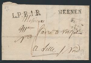 1825 Voorloper met inhoud van Meenen (H. 35) 20/09/1825 - griffen 