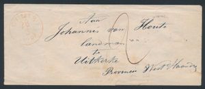 1861 Vorläufer ohne Inhalt, aus Sluis (Niederländisch), vom 28. März 1863, nach Uitkerke (Provinz Westflandern), schöner Ankunftsstempel 