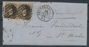 N° 14 (2x), met afst. Nord (8 baren), naar St. Nicolas 16 Janv 64 (brief met inhoud), m.