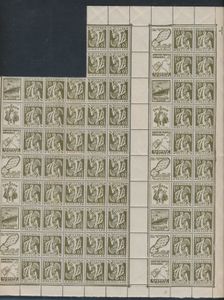 Pu c 59A/62A x8 + 59 B/62 B x10 'Cérès 10c olijf' (in veldeel), deels roestig, zm/ntz (OBP € 4.420)