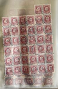 N° 219 '10 Fr rood' (veldelen) 345 zegels met perforatie, gestempeld Brussel- Checks- 1926, zm/m.
