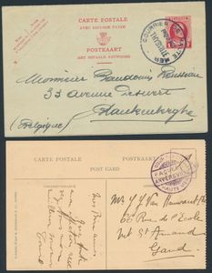 1925/1935, 3 cards/entires with CMB cancellations, Elisabethville, Anversville and Thysville, vf/to be checked